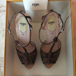 Fendi python high heel sandals.